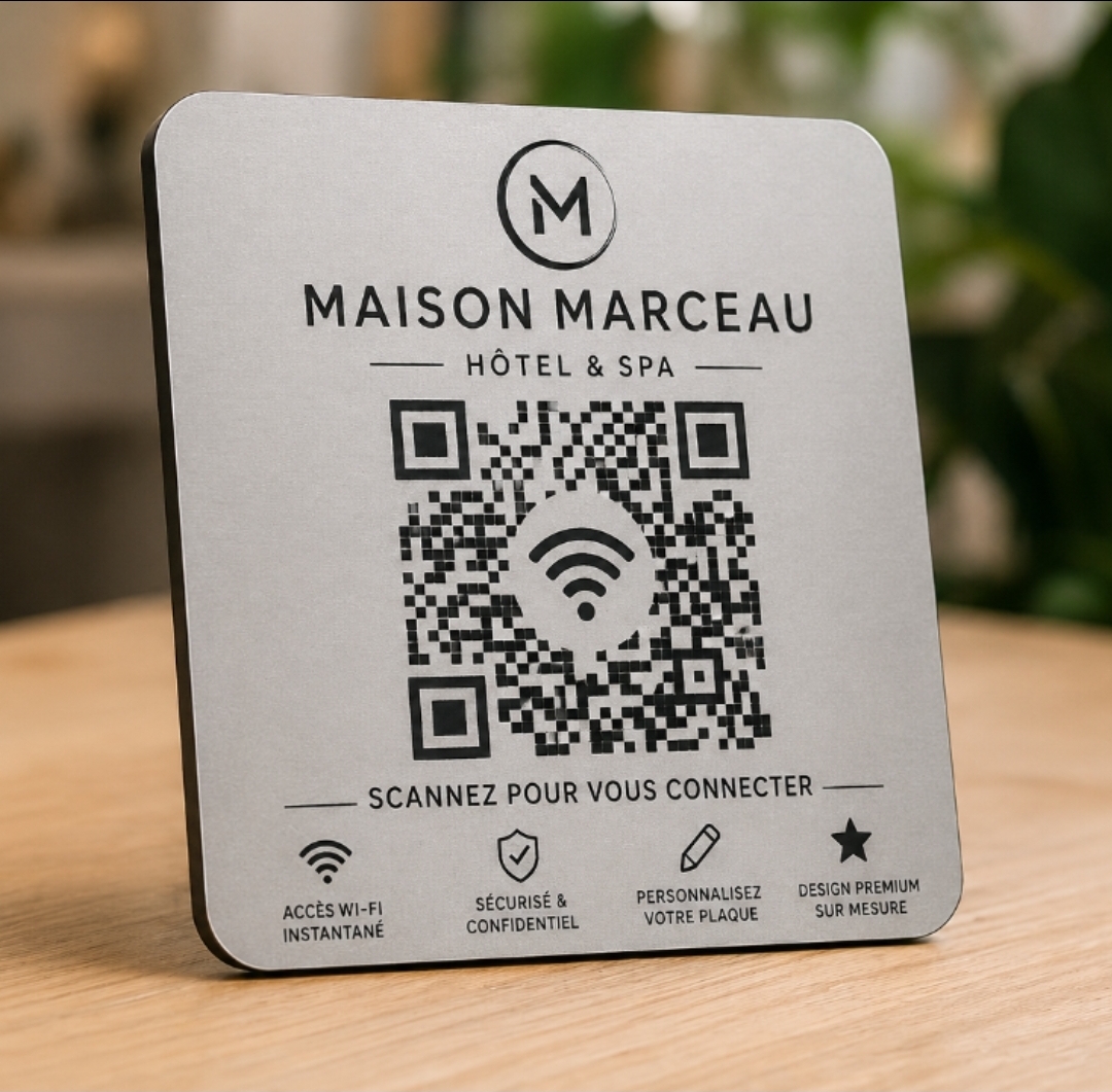 Plaque QR Code WiFi personnalisée – Design premium pour professionnels